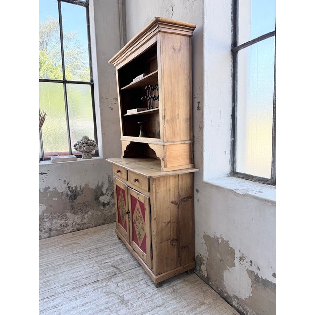 Wood Antique Folk Art Polychrome Grocery Store Cabinet from Savoy, 1940s For Sale - Image 7 of 18