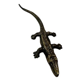 Vintage Brass Alligator / Crocodile Decorative Figurine Paperweight For Sale