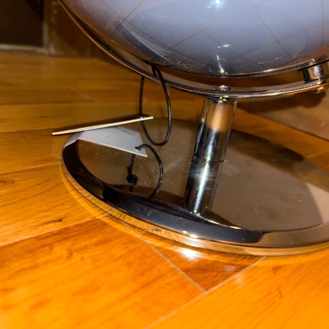 Drexel Vintage MCM Drexel Heritage World Silver Globe Chrome Metal Base For Sale - Image 4 of 5