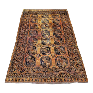 Vintage Afghan Ersari Room-Size Hand-Knotted Rug in Allover Geometric Design