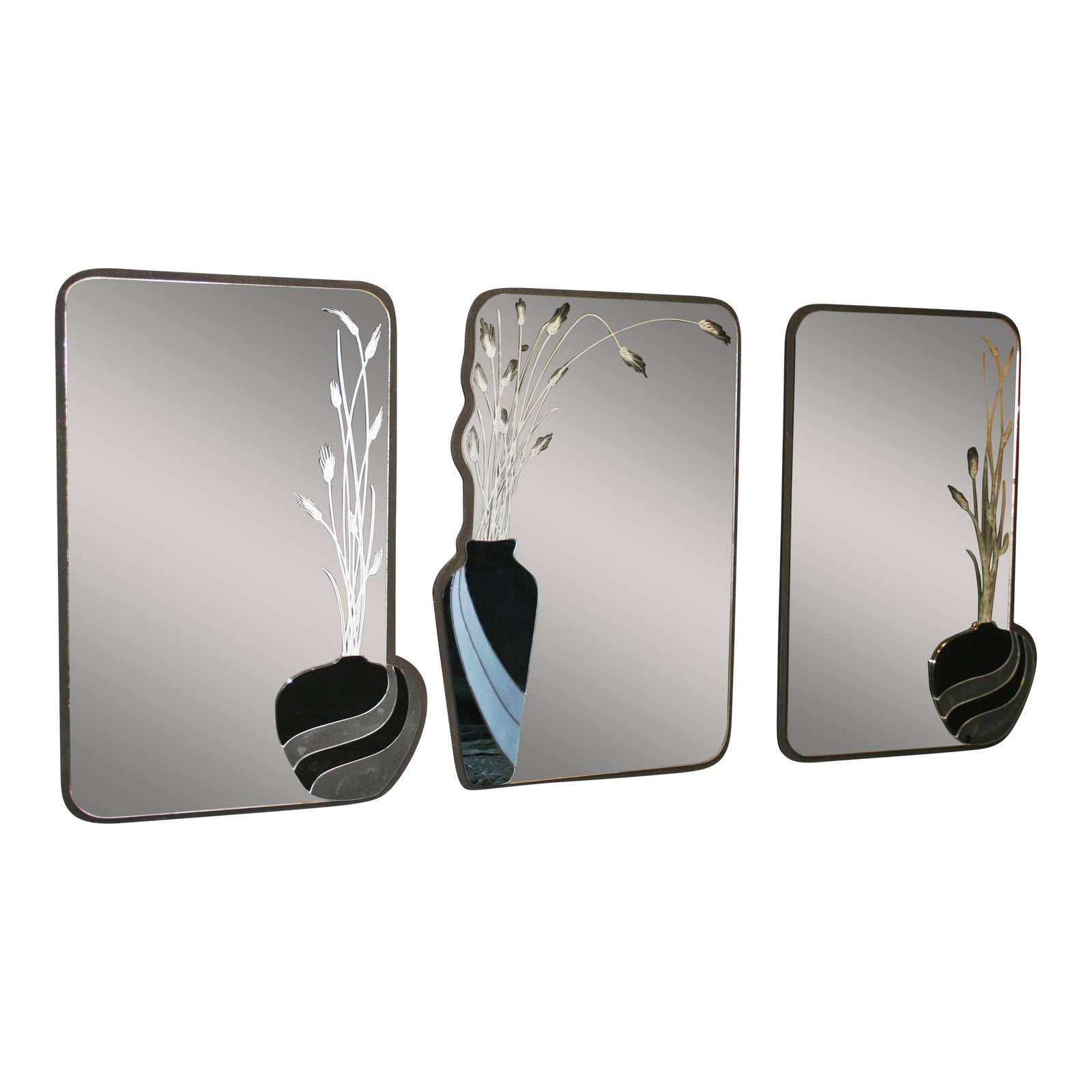 Vintage David Marshall Glass Mirror - Set of 3 | Chairish