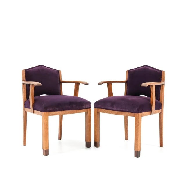 Wonderful and rare pair of Art Deco Amsterdamse School armchairs. Design by Fa. Drilling Amsterdam. Striking Dutch design...