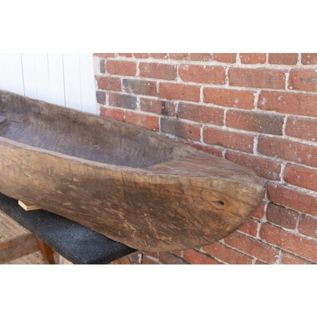 Wood 200" Long Antique Primitive Wooden Canoe For Sale - Image 7 of 11
