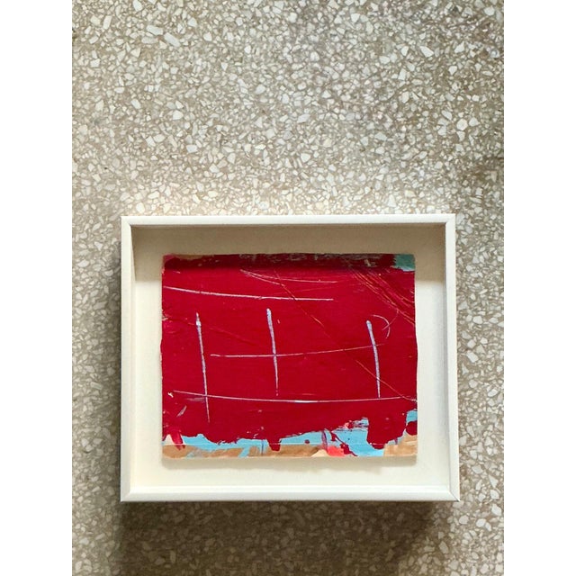 Vintage Framed Red Abstract Painting For Sale - Image 9 of 14