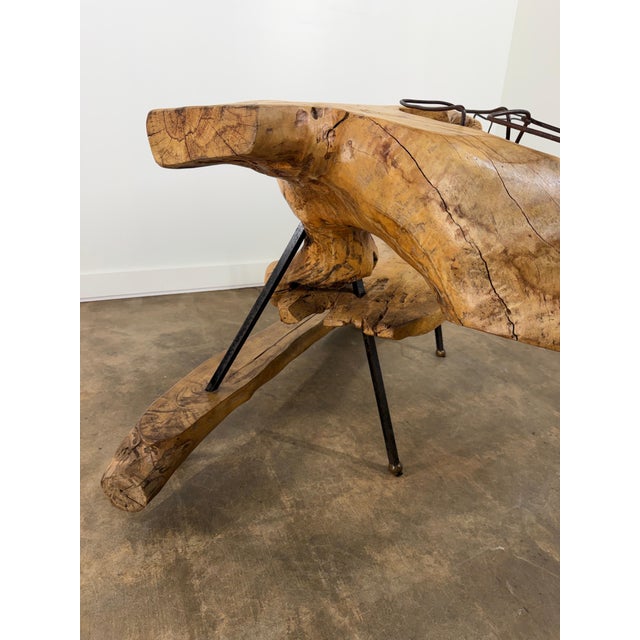 Wood Mid 20th Century Monumental Mexican Organic Modern Sculptural Bar in Solid Carved Wood and Iron For Sale - Image 7 of 18