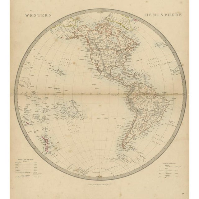 Antique Map of the Western Hemisphere with Highest Mountains Table, 1858 For Sale - Image 9 of 9