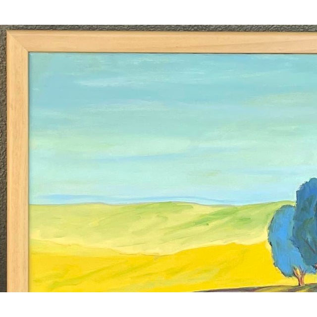 This is a wonderful oil on canvas tranquil impressionistic landscape framed in an Italian made light colored wood frame....