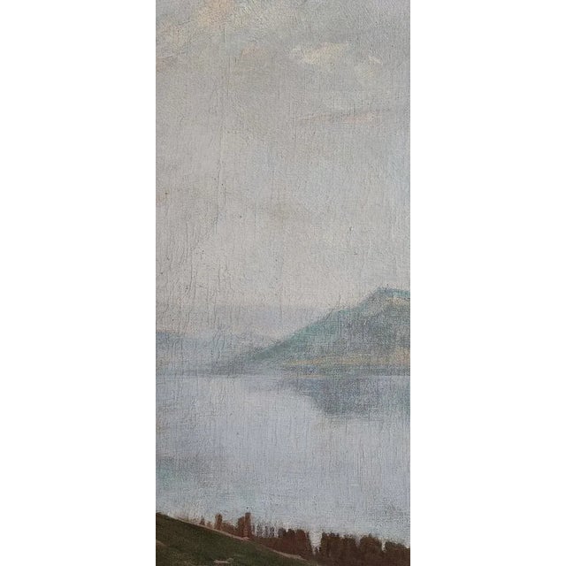 William Victor Aubert, Vue sur le lac dans les hauteurs de Vully, Oil on Canvas For Sale - Image 4 of 10
