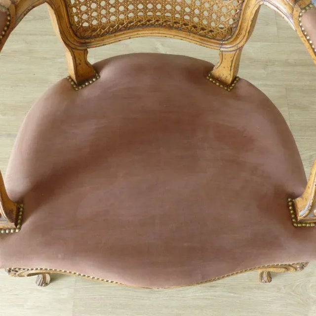 Beige Vintage Carved Armchair, 1950s For Sale - Image 8 of 10