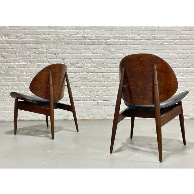Black Pair - Mid Century Modern Clam Shell Chairs by Kodawood, C. 1960's For Sale - Image 8 of 18