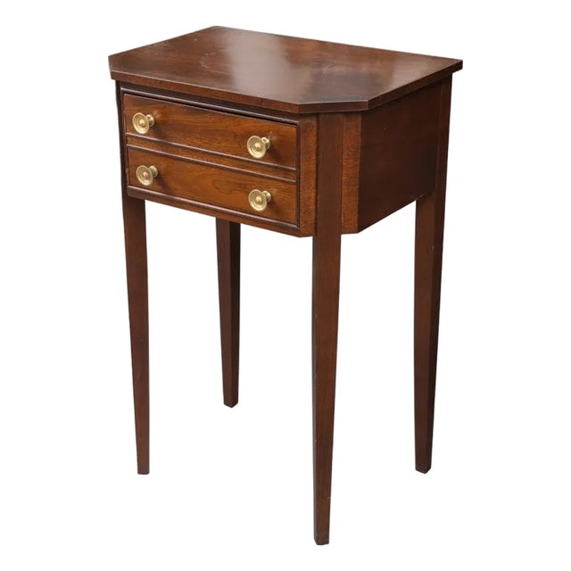 One of a Pair of English George III Style Mahogany Two-Drawer Side Tables For Sale