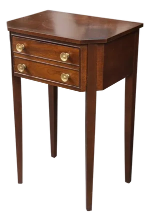 One of a Pair of English George III Style Mahogany Two-Drawer Side Tables