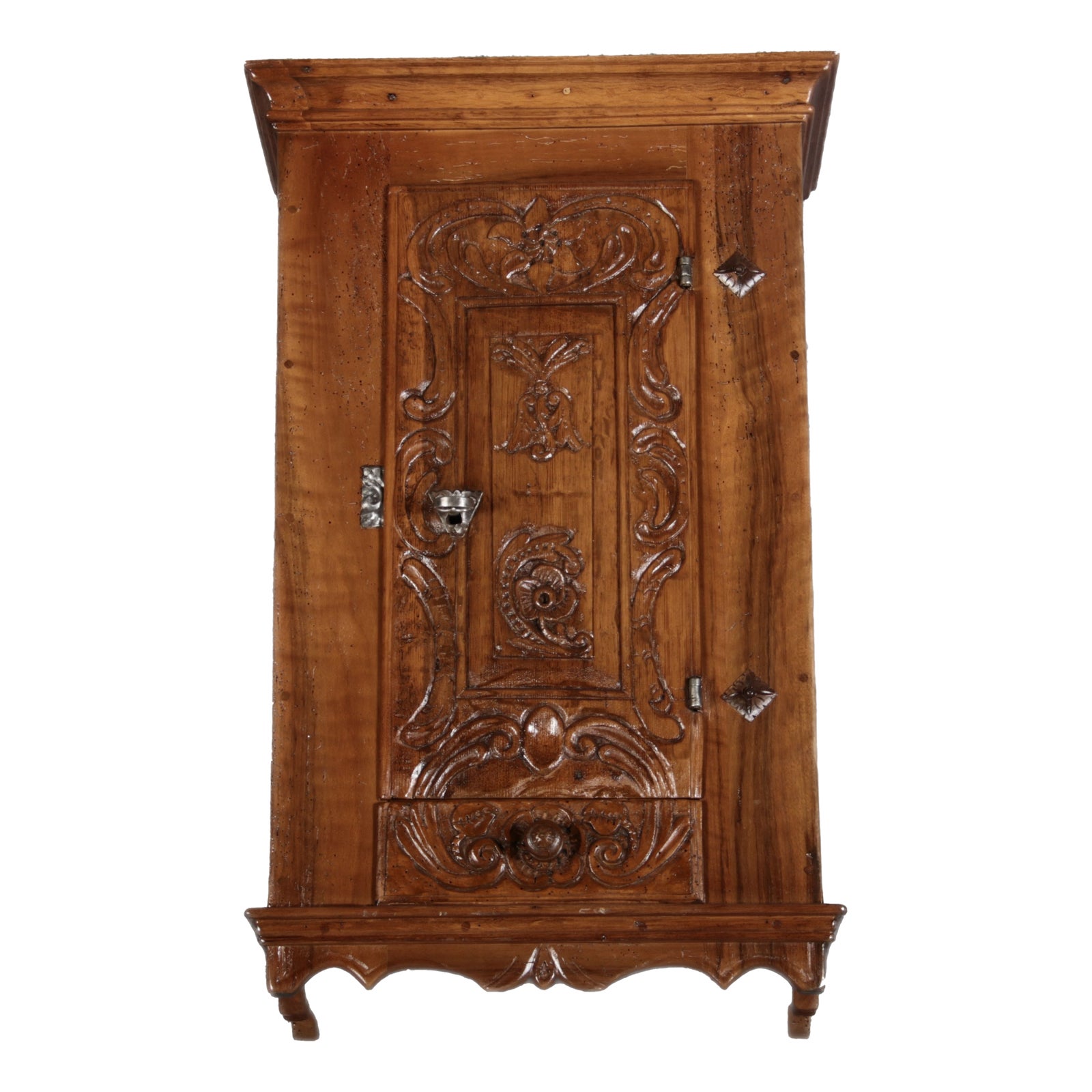 Small Antique Baroque Walnut Wall Cabinet, 1750s | Chairish