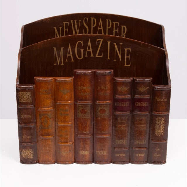 Oak Faux Book Front Magazine Holder, 1970s For Sale - Image 6 of 8