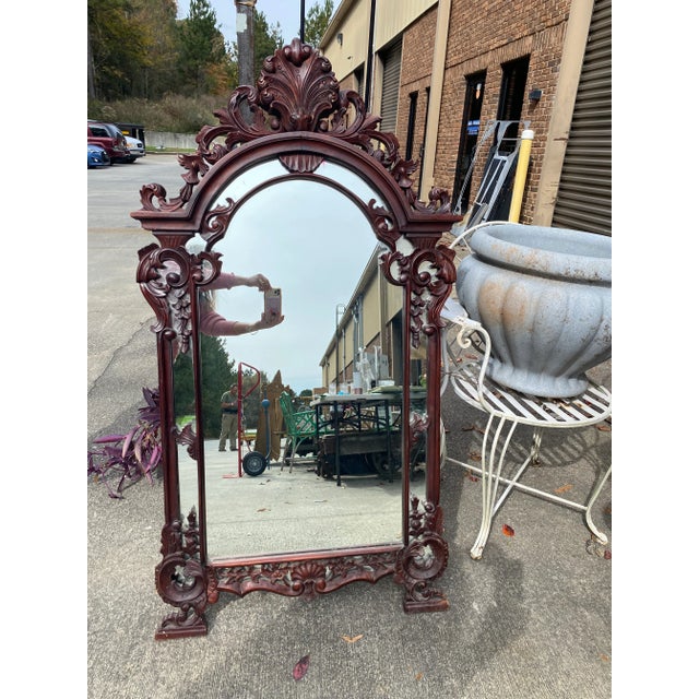 Glass 1970s Large Acanthus Scrolling Mirror For Sale - Image 7 of 7