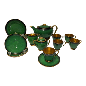 Vintage Carlton Ware "Vert Royale" English Tea & Coffee Service for Six – Emerald Green & Gilt, 15 Pieces