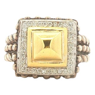Late 20th Century Sterling and 18k With Diamond Ring by Fred Samuel Benham BJC, Size 7 For Sale