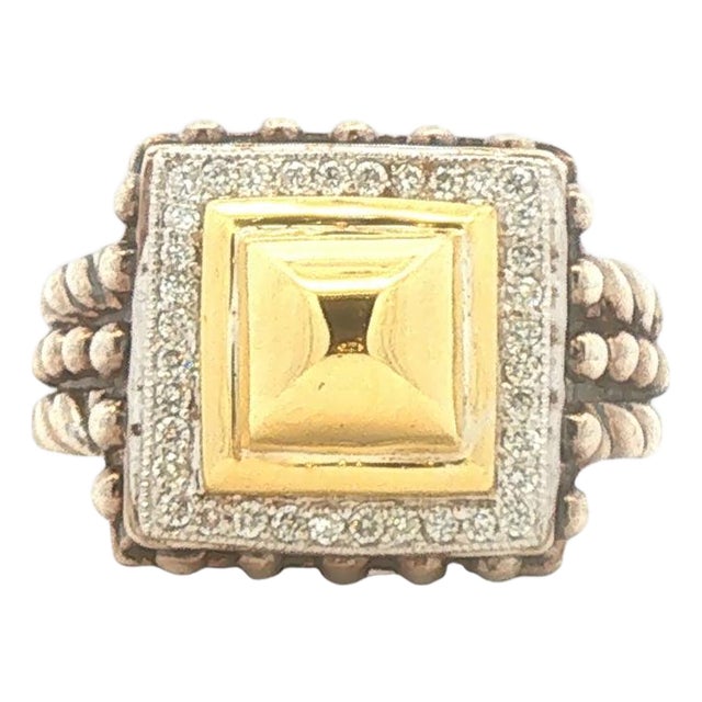 Late 20th Century Sterling and 18k With Diamond Ring by Fred Samuel Benham BJC, Size 7 For Sale