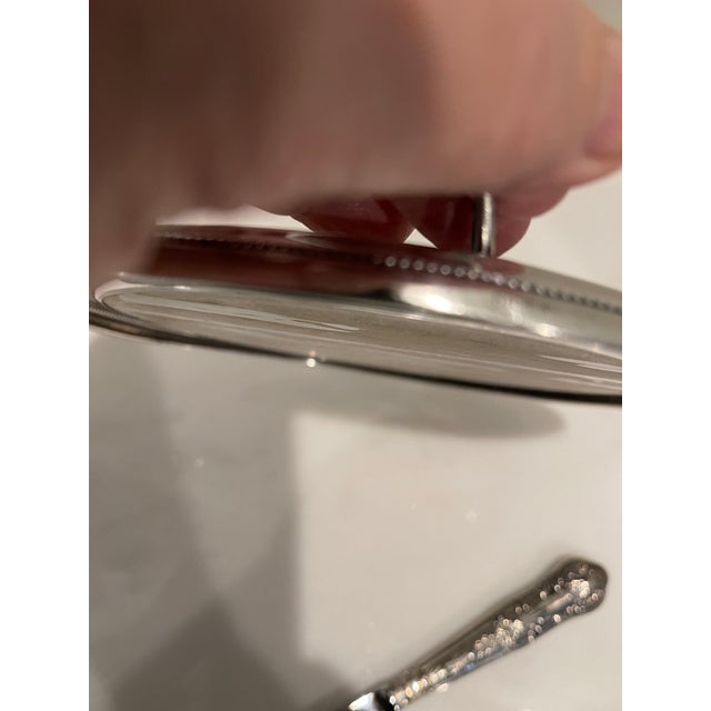 1950s Mid Century Modern Porcelain and Sterling Cheese Plate With Coordinating Cheese Knife For Sale - Image 4 of 6