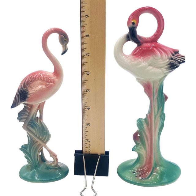 1940s Mid-Century Pink Flamingo Ceramic Tabletop Statue Set by Brad Kealer, 2 Pieces For Sale - Image 18 of 18