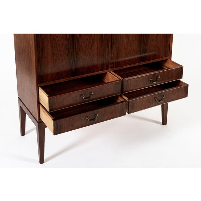 Brown 1960s Mid Century Swedish Modern Tall Rosewood Cabinet For Sale - Image 8 of 12