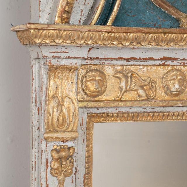 19th Century 19th Century Swedish Gold Gilt Trumeau Mirror With Griffins and Lion Heads For Sale - Image 5 of 12