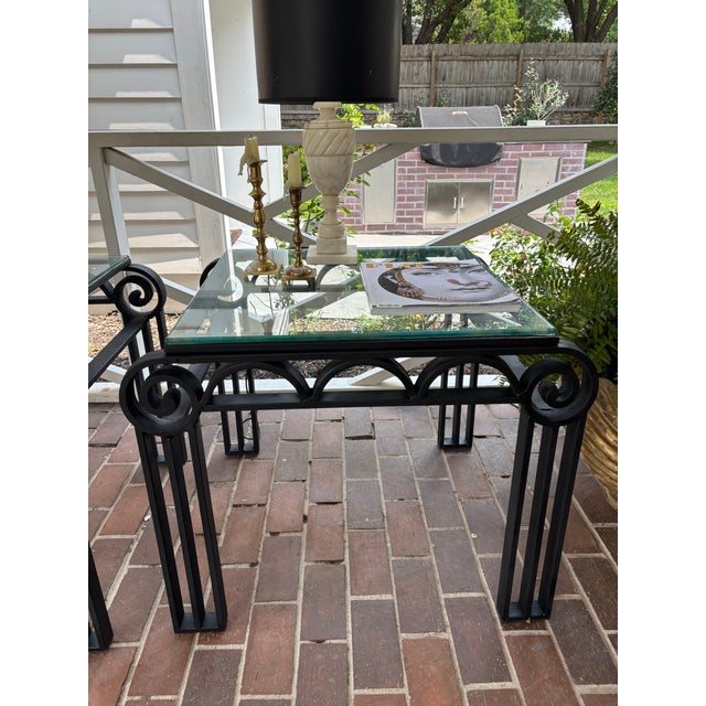 Pair of 1920s French Deco Style Iron Metal Occasional Side Tables For Sale In Kansas City - Image 6 of 11