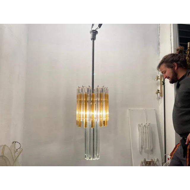 Murano Glass Trilobi Chandelier by Venini, 1980s For Sale - Image 7 of 11