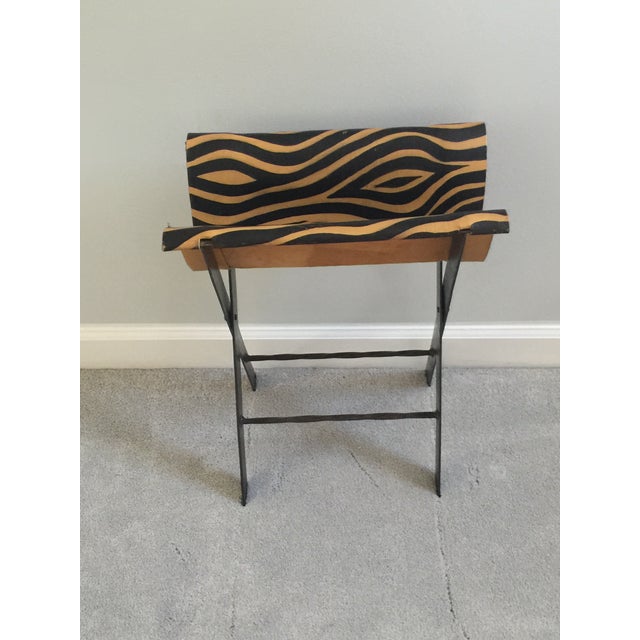 Metal 1970s Vintage Animal Print Wrought Iron Camp Stool For Sale - Image 7 of 10