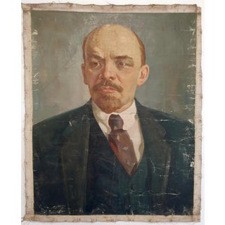 Vladimir Lenin Portrait Painting, Original Soviet Socialist Art, Ukrainian Artist 96-79 For Sale