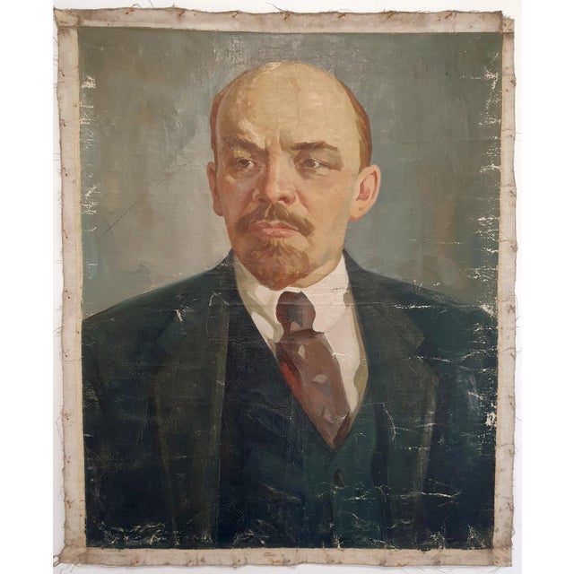 Vladimir Lenin Portrait Painting, Original Soviet Socialist Art, Ukrainian Artist 96-79 For Sale