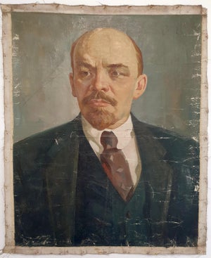 Vladimir Lenin Portrait Painting, Original Soviet Socialist Art, Ukrainian Artist 96-79