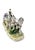 Impressive large hand-painted porcelain carriage group in the Dresden tradition. Two rearing dapple-grey horses in red...