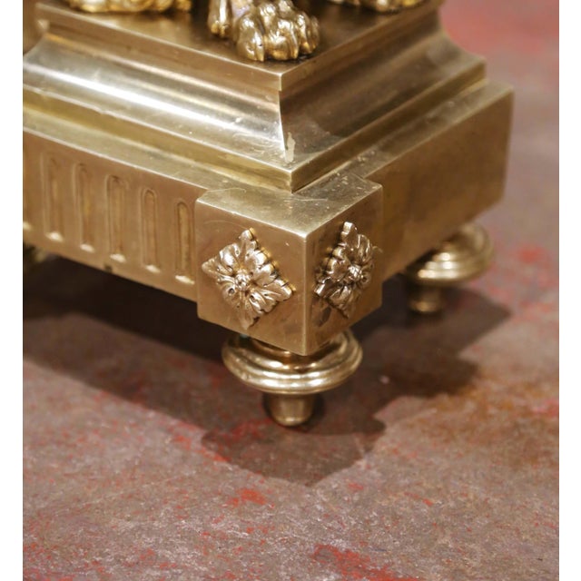 Late 19th Century Pair of 19th Century French Louis XVI Bronze Lyre Form Chenets Andirons For Sale - Image 5 of 10