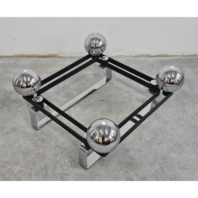 Vintage French Table in Chrome Plated Steel and Tinted Glass, 1970s For Sale - Image 10 of 13