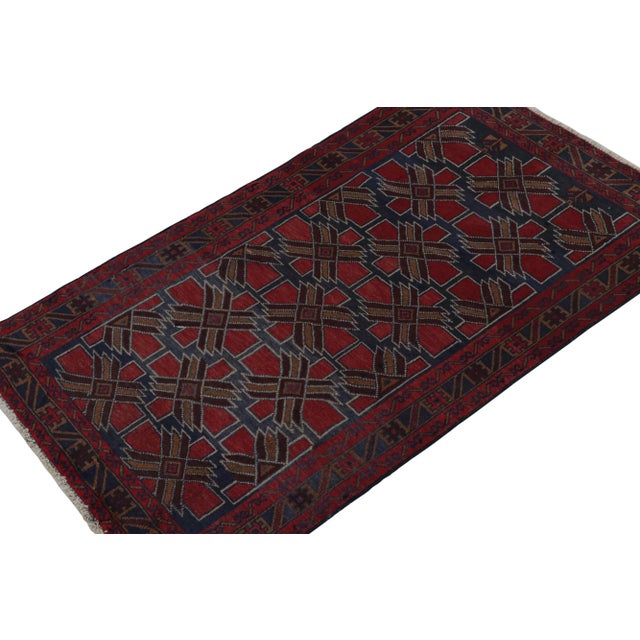 Modern Rug & Kilim’s Baluch Tribal Rug With Burgundy and Navy Blue Geometric Patterns For Sale - Image 3 of 8