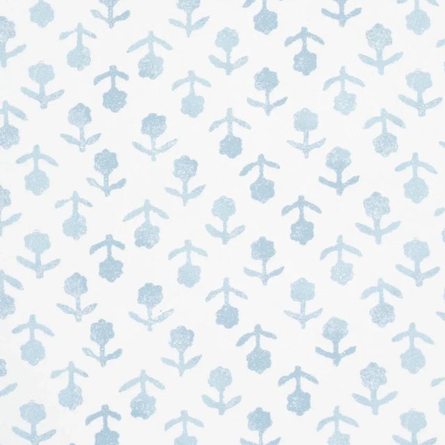 Contemporary Schumacher Beatriz Wallpaper In Sky For Sale - Image 3 of 4