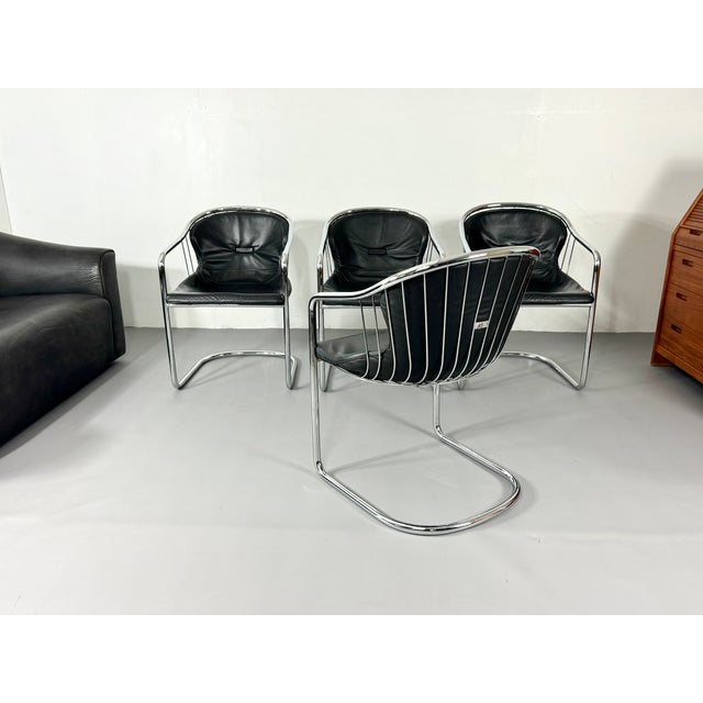 Vintage Cantilever Chair in Leather and Chrome by Gastone Rinaldi for Fasem, 1970s For Sale - Image 9 of 12