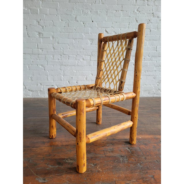 1940s Rustic Pine Log & Rawhide Side Chair For Sale - Image 15 of 15