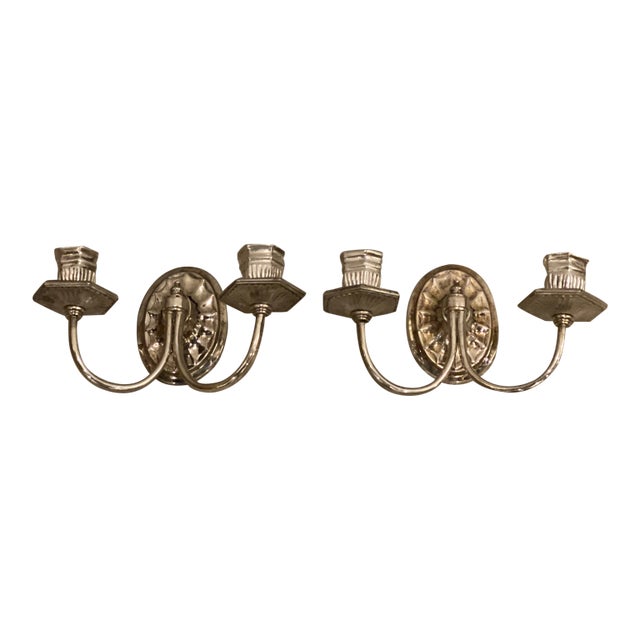 1920's Caldwell Small Silver Plated Sconces For Sale