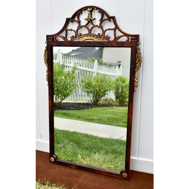 Antique Chippendale Mahogany Mirror Wall Fretwork Gilt Shell Accents For Sale - Image 12 of 15