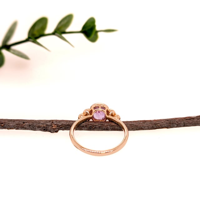 1.26cts Purple Sapphire Diamond Ring in 14k Yellow Gold | Oval 7X6mm, Size 6.75 For Sale In Columbus - Image 6 of 6