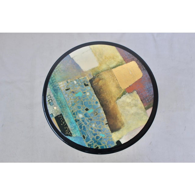 1980s 1980s Milano Memphis Style Circular Black Lacquered Painted Mushroom Nesting Side Tables - A Pair For Sale - Image 5 of 17