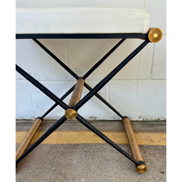 2020s Revelation Modern Ivory Tufted Leather X Marks the Spot Bench For Sale - Image 5 of 5