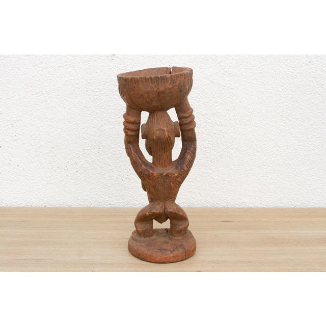 Wood Ancient Offering, African Figure With Bowl For Sale - Image 7 of 8
