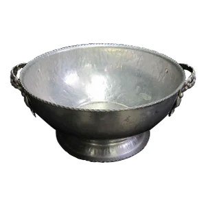 1950s Hand Wrought Aluminum Floral Bowl