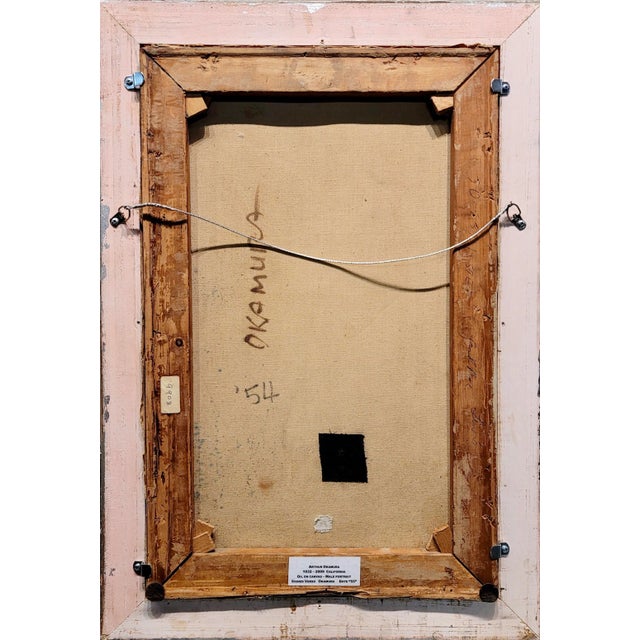 Arthur Okamura -Modernist Portrait Man Holding a Ball- 1954 Oil Painting For Sale - Image 10 of 12