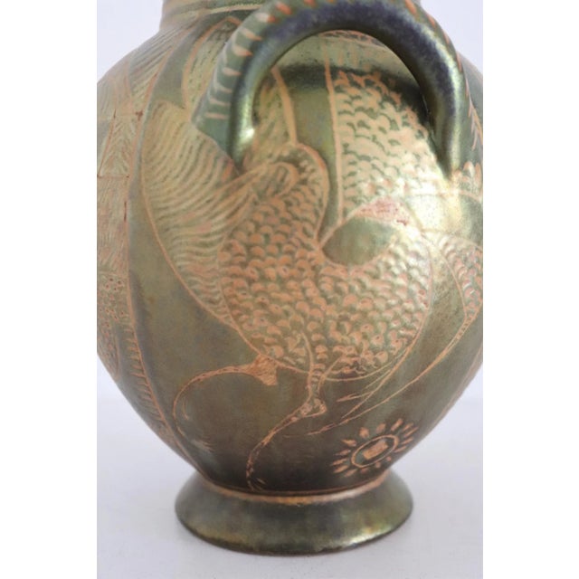 Italian Hand Painted Glazed Ceramic Vase by Riccardo Gatti, 1950s For Sale - Image 6 of 18