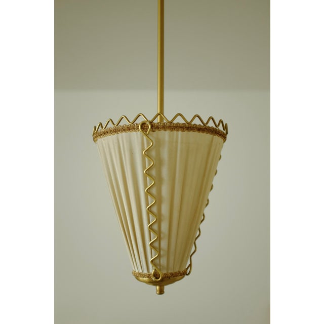 1950s Brass and Silk Pendant For Sale - Image 9 of 10