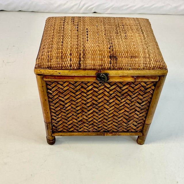 Ralph Lauren 1980s Vintage Boho Chic Coastal Ralph Lauren Style Rattan, Bamboo, Wicker Storage Bench For Sale - Image 4 of 18